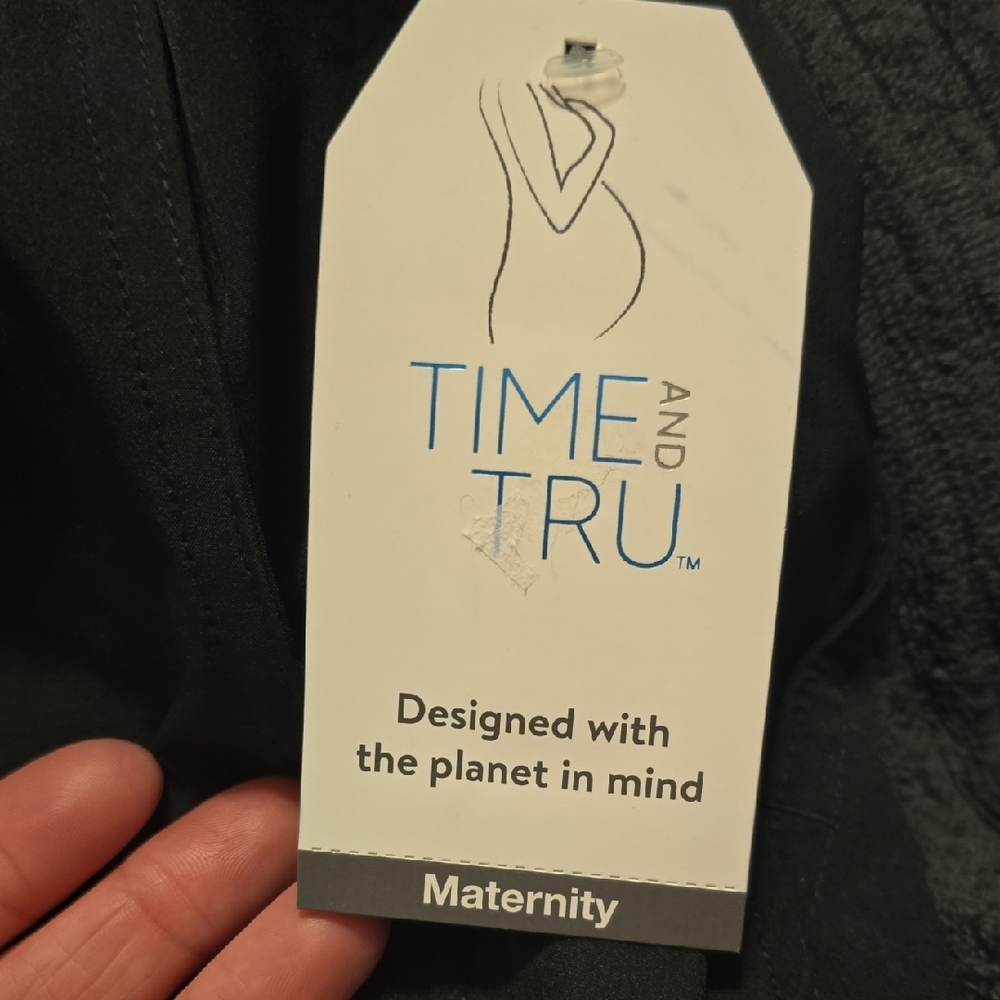 Time And Tru Maternity Joggers Size Medium In Black NWT - Picture 6 of 7